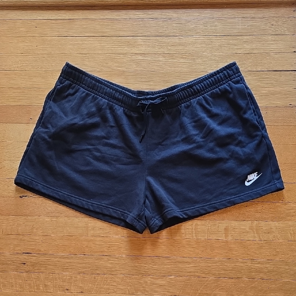 Nike, Cotton Blend Fleece Sweat Shorts, Elastic Drawstring, Black, VGUC, XXL